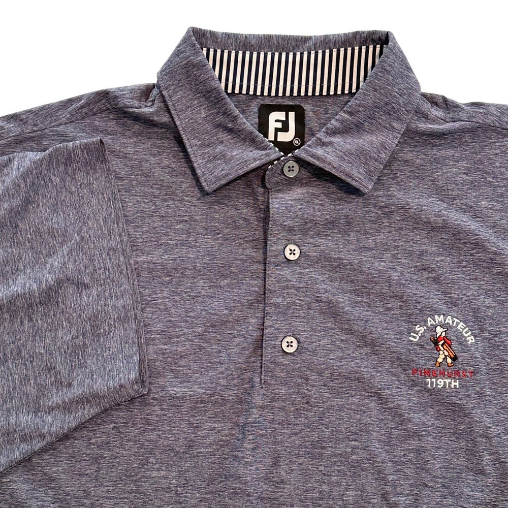 FootJoy Navy Heathered Golf Polo with U.S. Amateur Patch